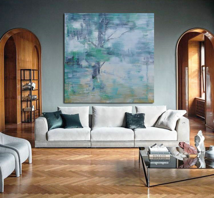 Large Abstract Art Handmade Painting,Oversized Abstract Landscape Oil Painting,Huge Abstract Canvas Art,Gray,Green,White.etc